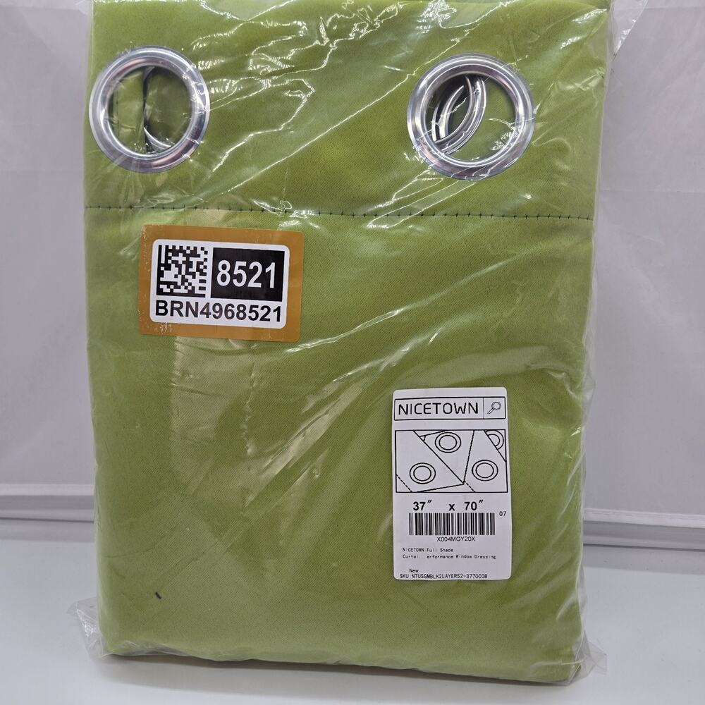 Lime Green 2 Panel Full Shade Curtains 37x70" NEW DOPAMINE RETRO DISCO